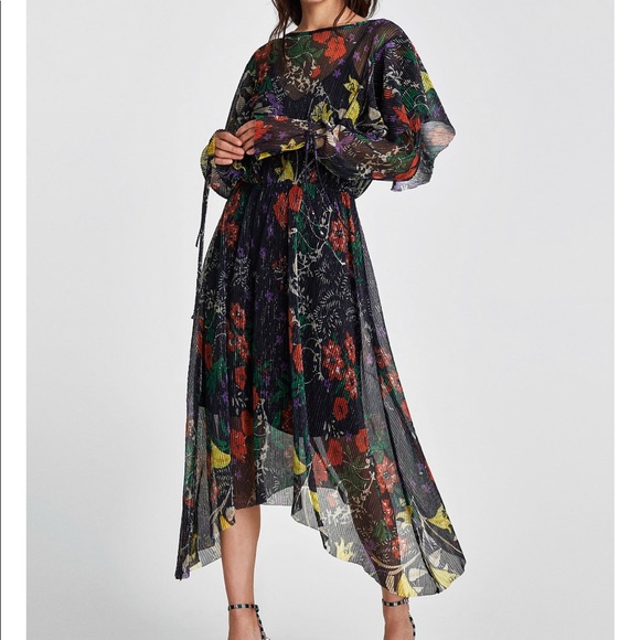 Zara Shiny Pleated Dress - Picture 1 of 8